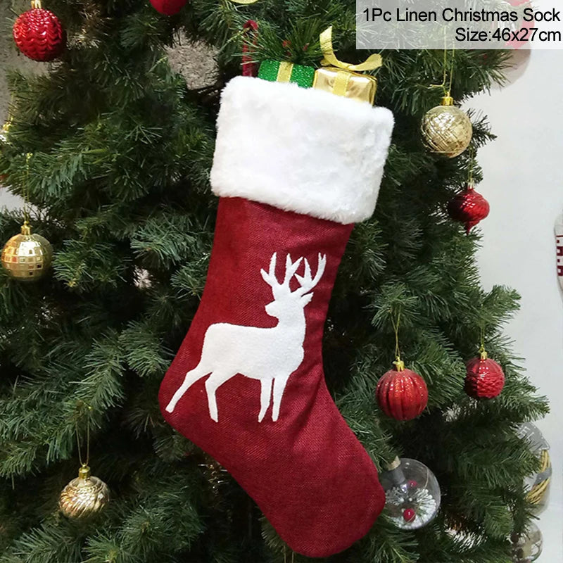 Knitted Christmas Stocking Socks Sack New Year Gift Candy Bags Christmas Decorations For Home Xmas Tree Hanging Ornaments Natal