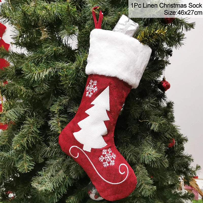 Knitted Christmas Stocking Socks Sack New Year Gift Candy Bags Christmas Decorations For Home Xmas Tree Hanging Ornaments Natal