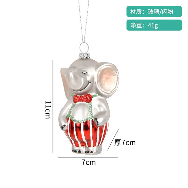 Christmas ornaments, glass paintings, roosters, pandas, animal shapes, charms, home christmas tree scenes, dress up pendants