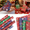 10mx50cm Christmas Wrapping Paper Roll Cartoon Santa Claus Elk Gift Box Packaging Material Christmas Party Home Decoration