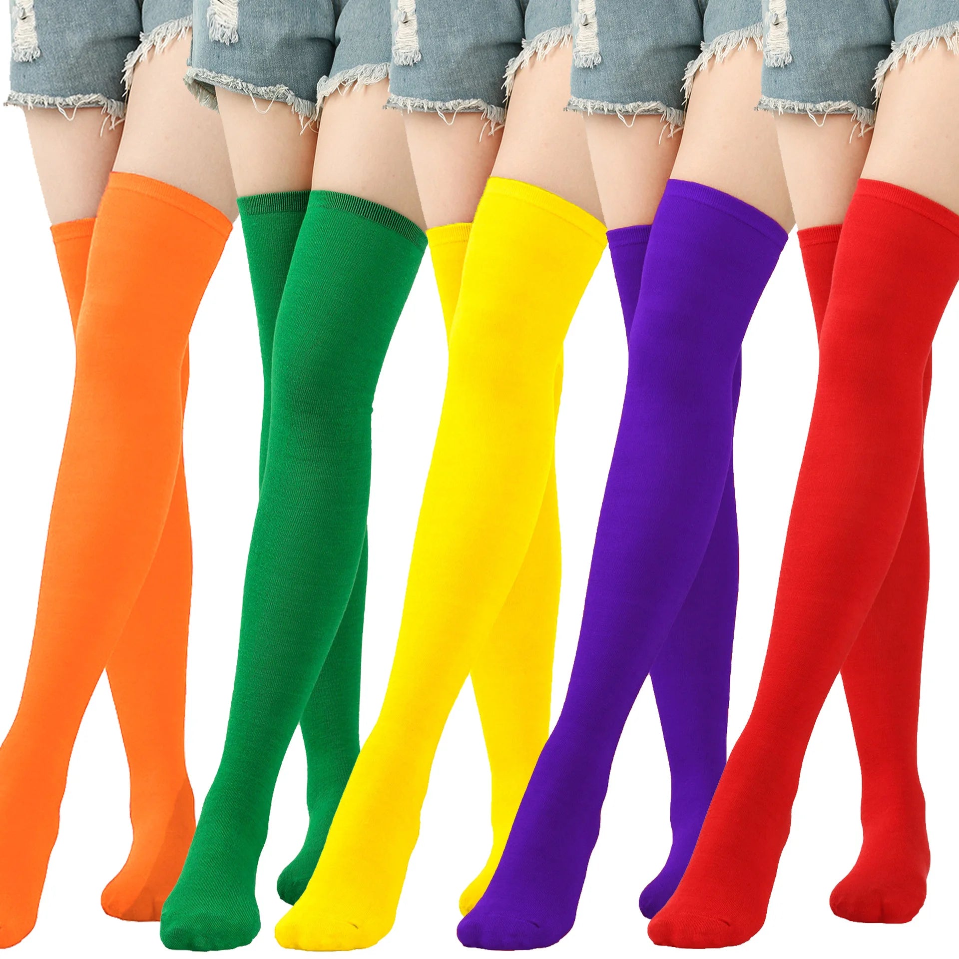 Christmas Stockings Over Knee Long High Socks Women Halloween Striped Stockings Dance Cosplay Performance Solid Colors Leggings