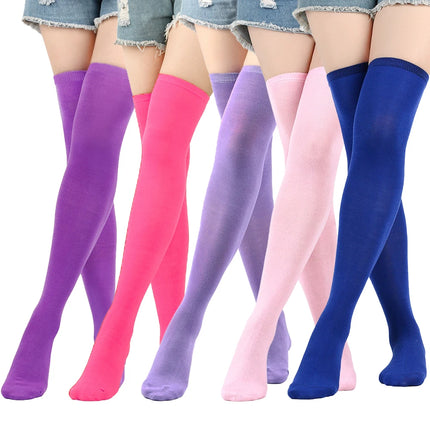 Christmas Stockings Over Knee Long High Socks Women Halloween Striped Stockings Dance Cosplay Performance Solid Colors Leggings