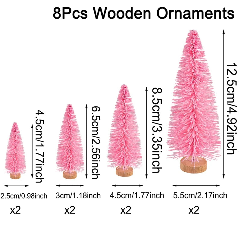 8/12pcs Mini Wooden Christmas Trees Artificial Christmas Tree for Xmas Tabletop Ornaments Christmas Decorations 2025 Navidad