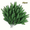 A selection of 60 artificial pine trees, with plastic green pine branches for DIY Christmas decoration, winter tabletop plants