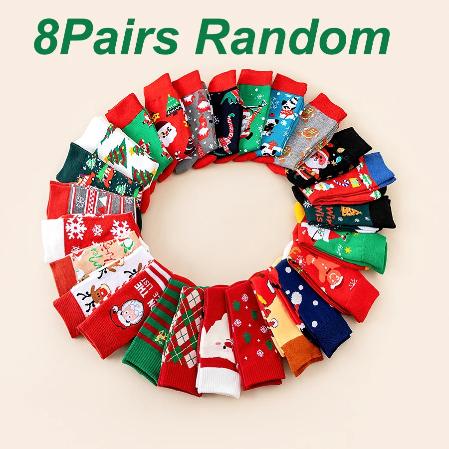 Random 6/8/10 pairs of Christmas stockings, Santa Claus gift, snowman, reindeer, multi-element Christmas stockings