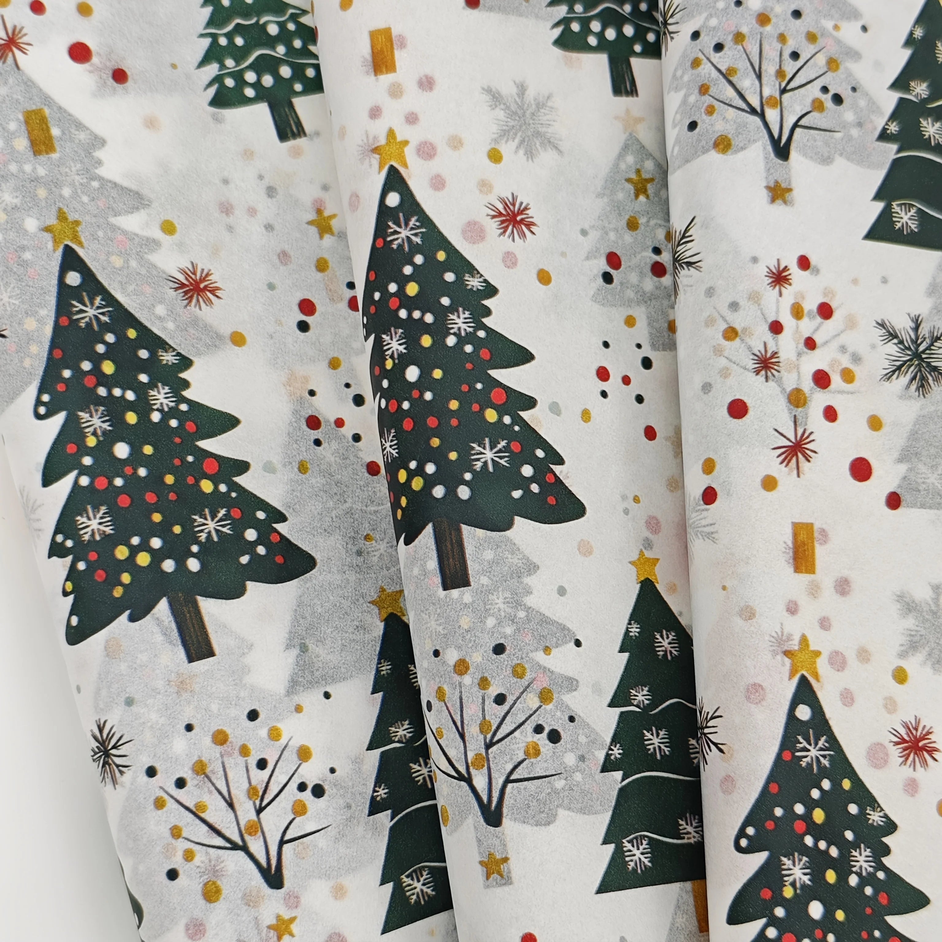 Christmas Tree & Fireworks Pattern Wrapping Paper, Handmade Gift Wrap, Privacy Protection, Party Decoration, Holiday Packaging