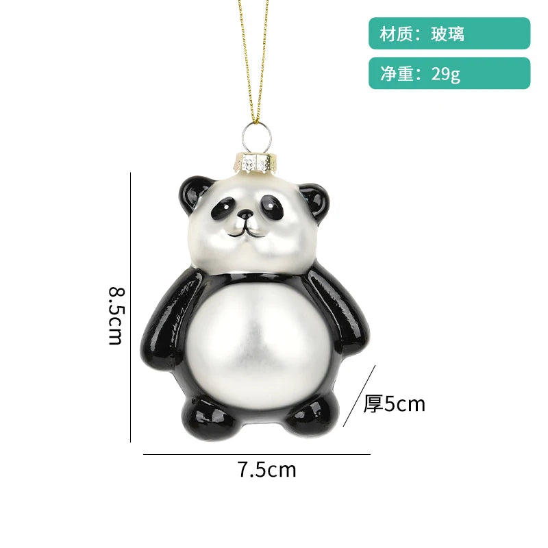 Christmas ornaments, glass paintings, roosters, pandas, animal shapes, charms, home christmas tree scenes, dress up pendants