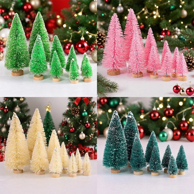 8/12pcs Mini Wooden Christmas Trees Artificial Christmas Tree for Xmas Tabletop Ornaments Christmas Decorations 2025 Navidad