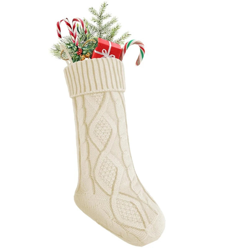 Christmas Big Stocking 45CM Knitted Stocking, Used For Hanging Christmas Trees, Family Party Decoration, Available In Colors