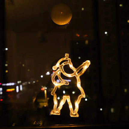 Christmas Ornaments Hanging LED Lights Bedroom Decoration Christmas Decorations Home Window Glass Decoration Warm Battery