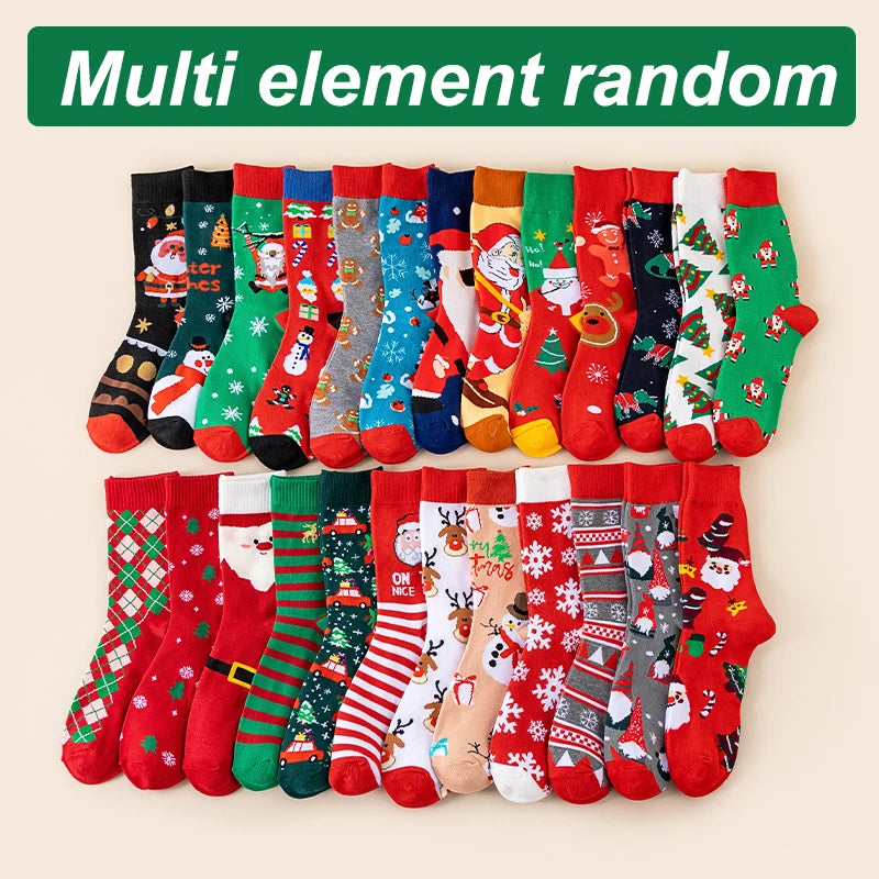Random 6/8/10 pairs of Christmas stockings, Santa Claus gift, snowman, reindeer, multi-element Christmas stockings