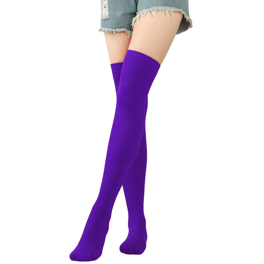 Christmas Stockings Over Knee Long High Socks Women Halloween Striped Stockings Dance Cosplay Performance Solid Colors Leggings