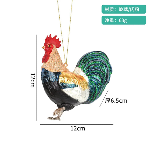 Christmas ornaments, glass paintings, roosters, pandas, animal shapes, charms, home christmas tree scenes, dress up pendants