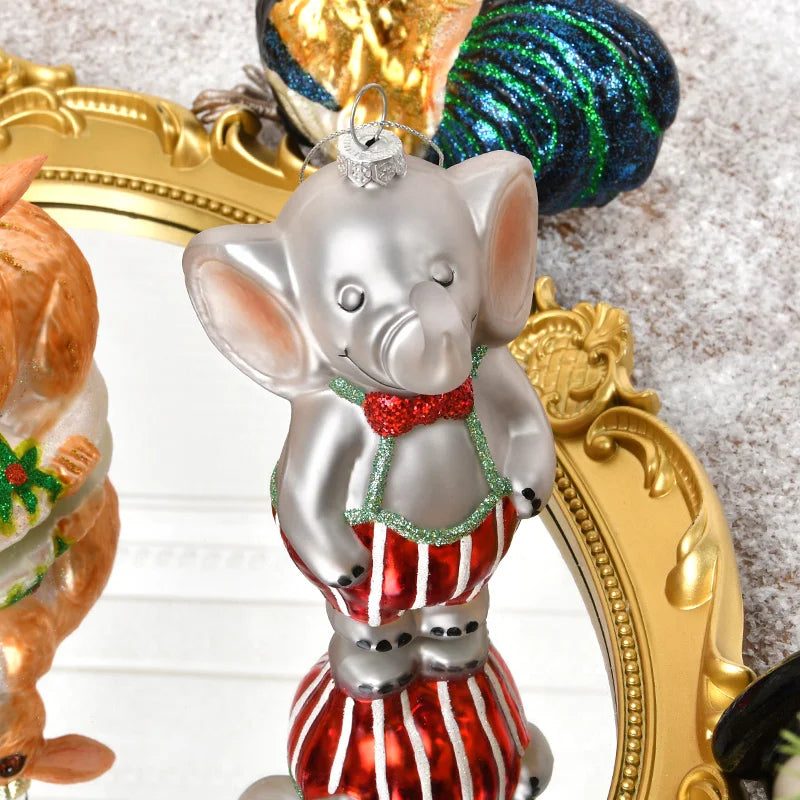 Christmas ornaments, glass paintings, roosters, pandas, animal shapes, charms, home christmas tree scenes, dress up pendants