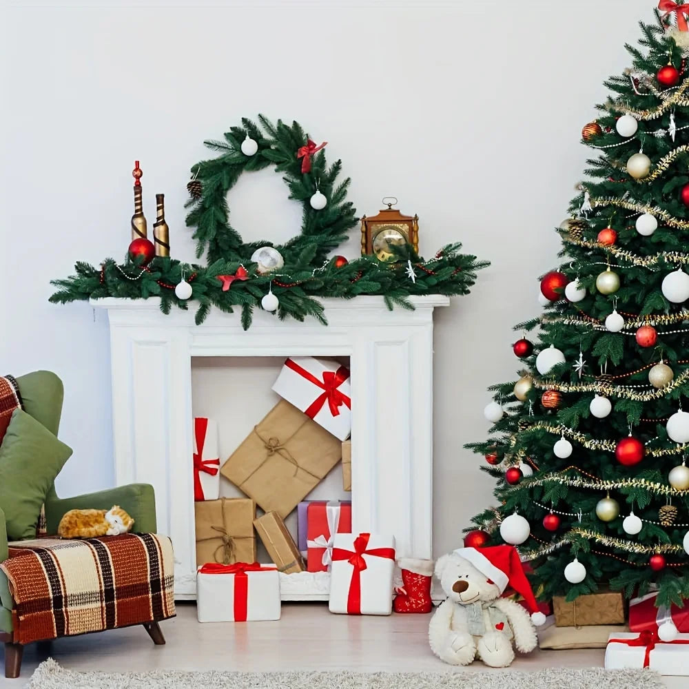 A selection of 60 artificial pine trees, with plastic green pine branches for DIY Christmas decoration, winter tabletop plants