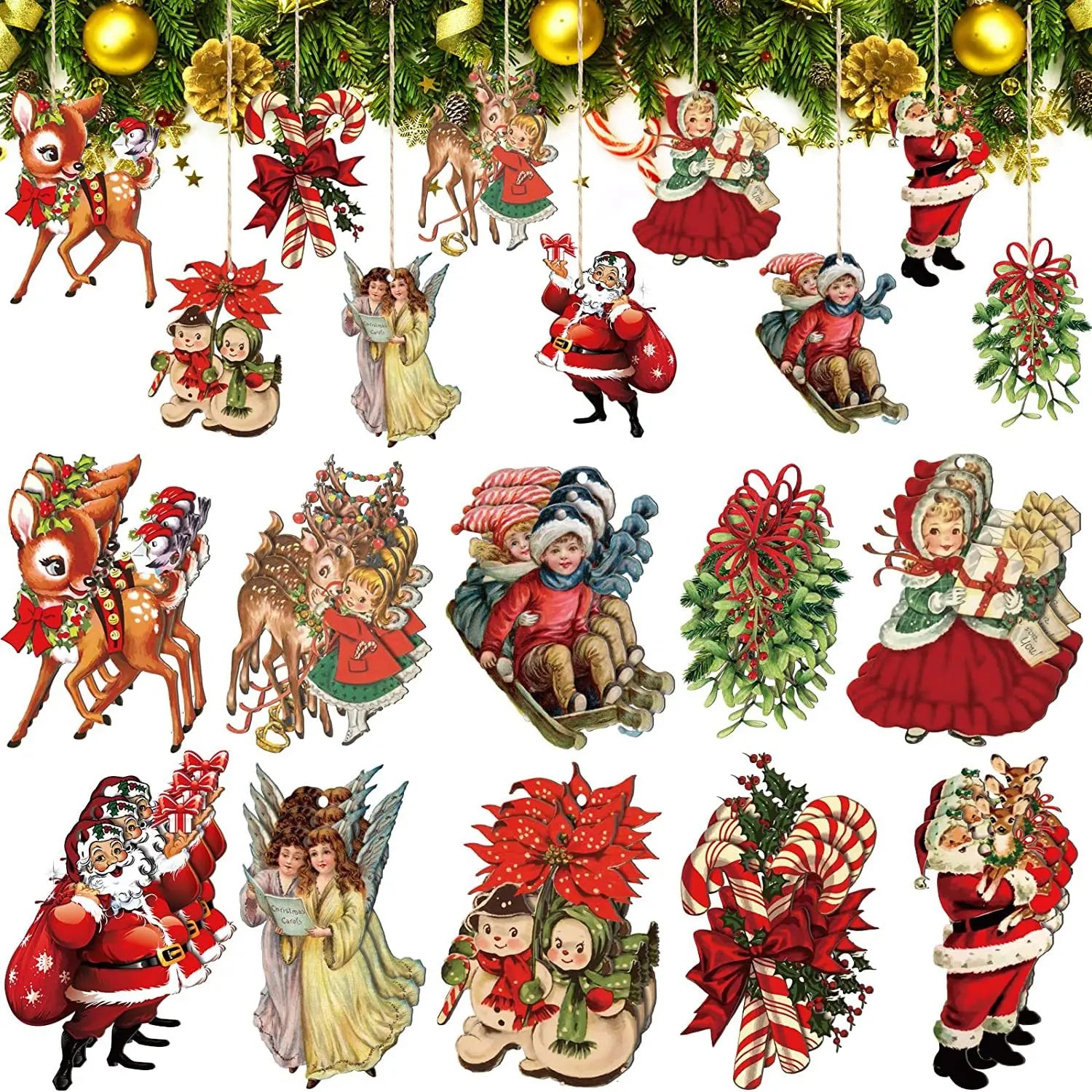 20pcs Christmas wooden ornaments, Christmas tree party atmosphere decoration, house courtyard garden decoration ornaments