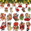 20pcs Christmas wooden ornaments, Christmas tree party atmosphere decoration, house courtyard garden decoration ornaments