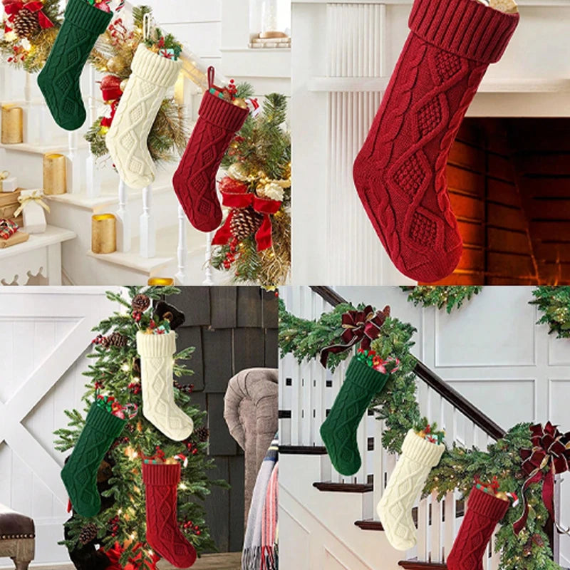 Christmas Big Stocking 45CM Knitted Stocking, Used For Hanging Christmas Trees, Family Party Decoration, Available In Colors