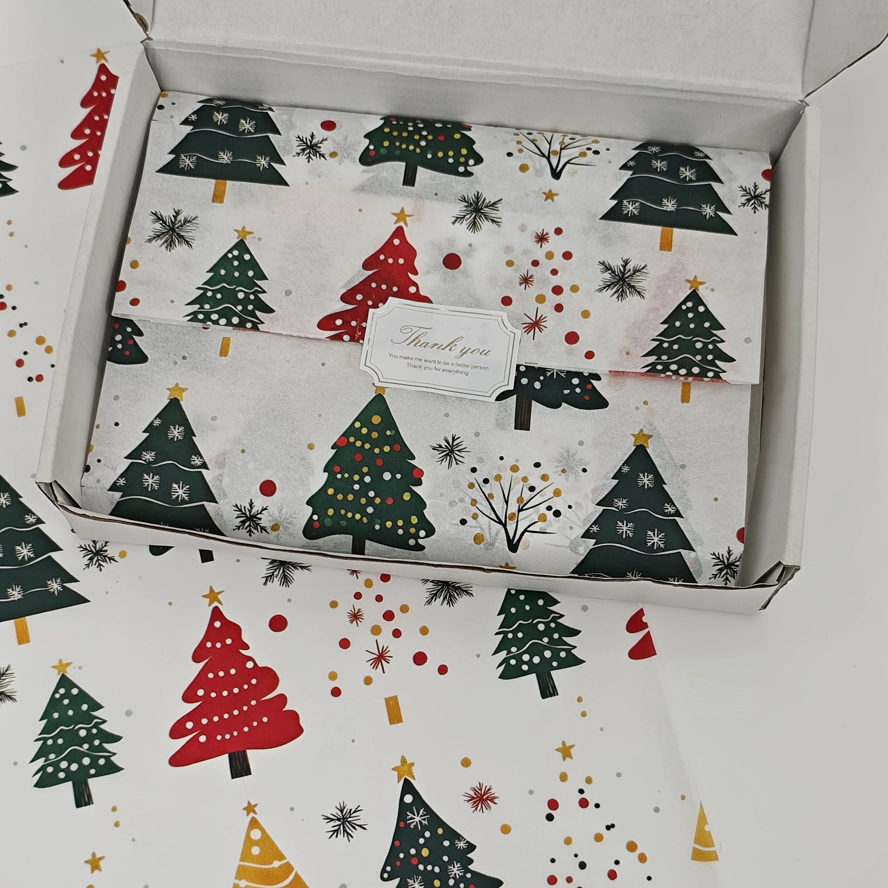 Christmas Tree & Fireworks Pattern Wrapping Paper, Handmade Gift Wrap, Privacy Protection, Party Decoration, Holiday Packaging
