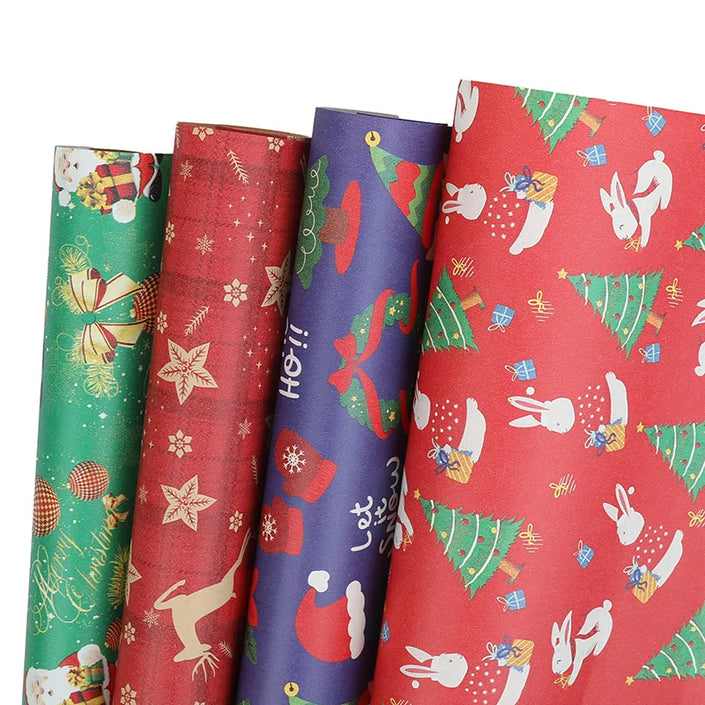 10mx50cm Christmas Wrapping Paper Roll Cartoon Santa Claus Elk Gift Box Packaging Material Christmas Party Home Decoration