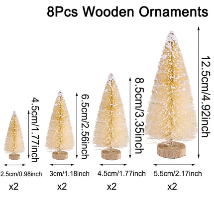 8/12pcs Mini Wooden Christmas Trees Artificial Christmas Tree for Xmas Tabletop Ornaments Christmas Decorations 2025 Navidad