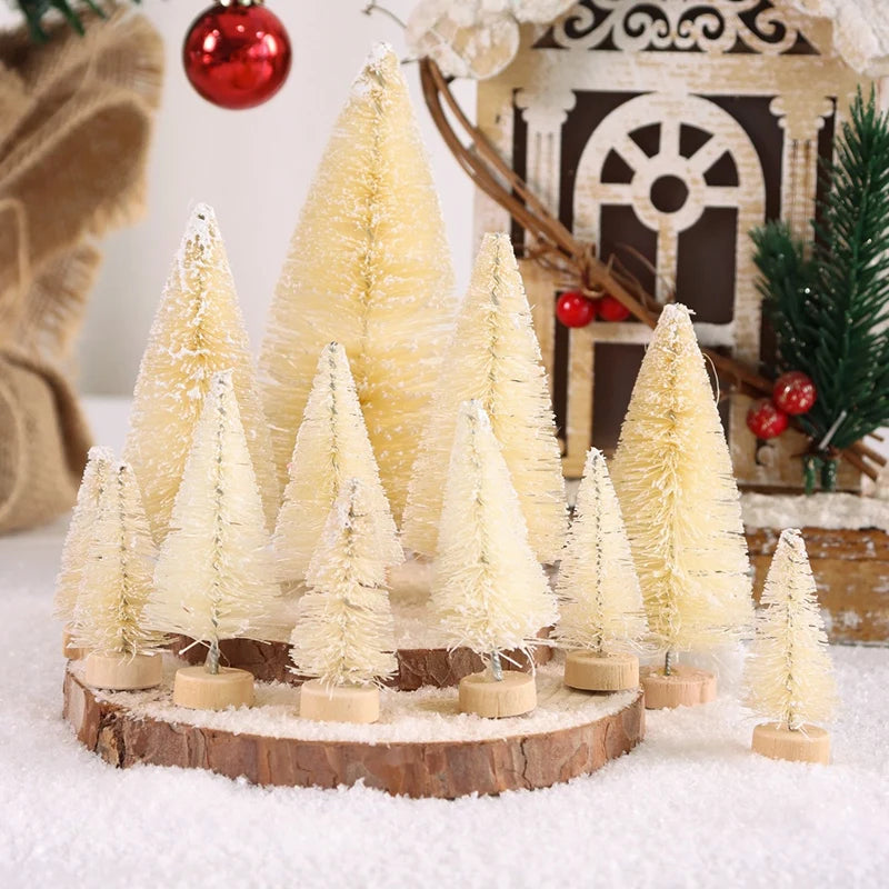 8/12pcs Mini Wooden Christmas Trees Artificial Christmas Tree for Xmas Tabletop Ornaments Christmas Decorations 2025 Navidad