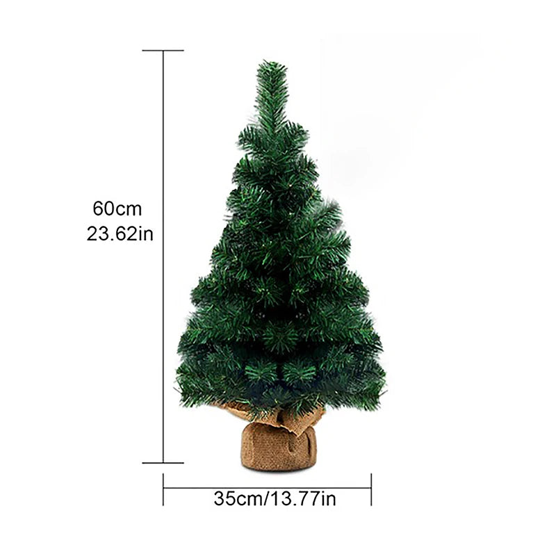 20cm-60cm Mini Christmas Trees Green With Linen Base Perfect Desktop Ornaments Store Window Displays Christmas Add Festive Touch