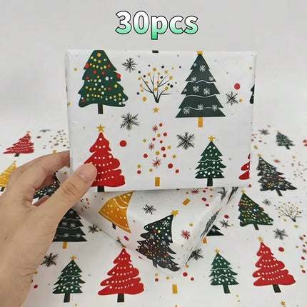 Christmas Tree & Fireworks Pattern Wrapping Paper, Handmade Gift Wrap, Privacy Protection, Party Decoration, Holiday Packaging