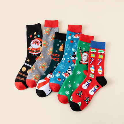 Random 6/8/10 pairs of Christmas stockings, Santa Claus gift, snowman, reindeer, multi-element Christmas stockings
