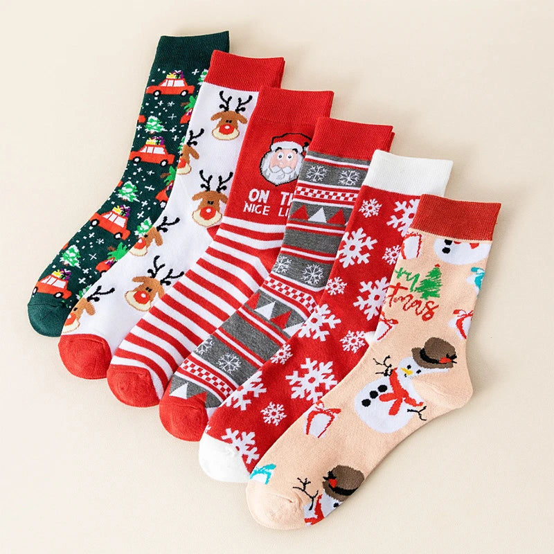 Random 6/8/10 pairs of Christmas stockings, Santa Claus gift, snowman, reindeer, multi-element Christmas stockings