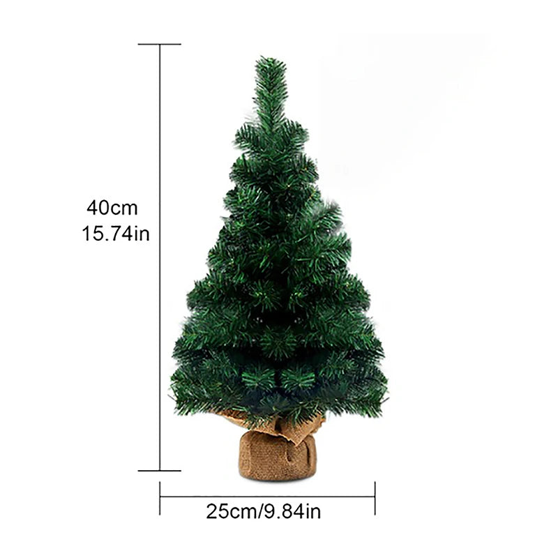 20cm-60cm Mini Christmas Trees Green With Linen Base Perfect Desktop Ornaments Store Window Displays Christmas Add Festive Touch