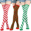 Christmas Stockings Over Knee Long High Socks Women Halloween Striped Stockings Dance Cosplay Performance Solid Colors Leggings